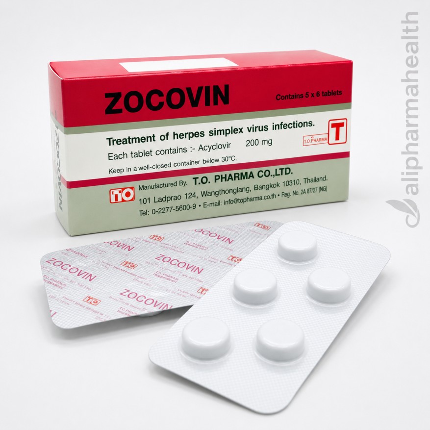 Acyclovir 200 mg Zocovin Tablets – Herpes Virus Treatment Acyclovir 200 mg Zocovin Tablets for herpes simplex, cold sores, genital herpes, shingles, and chickenpox treatment